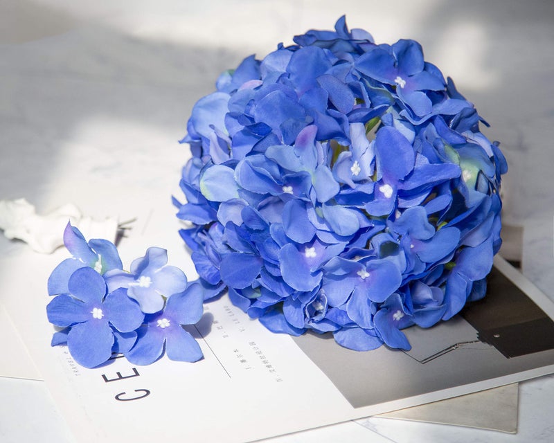 DuHouse Artificial Hydrangea Silk Flower Heads with Stem Fake Royal Blue Hydrangea Flowers for Wedding Home Garden Centerpiece Pack of 6(Royal Blue) - Image 5